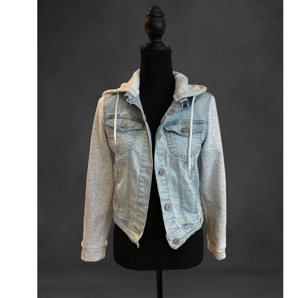 Wallflower Jackets & Blazers - Wallflower Denim, Dreamer Fit Jean/Jersey Hooded Jacket, Size Med., EUC